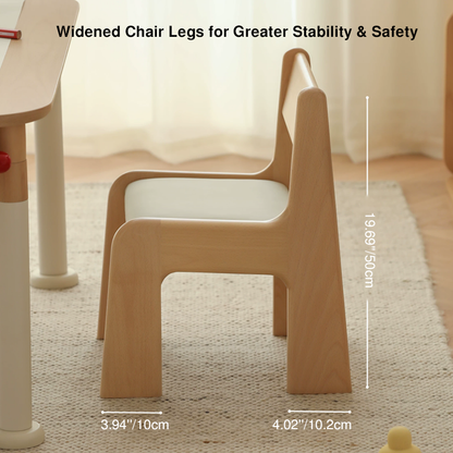 Upholstered Children’s Study Chair Beech Wood Kids Chair - Nordic Toddler Seat With High Backrest Soft Cushion & Rounded Edges For Living Room