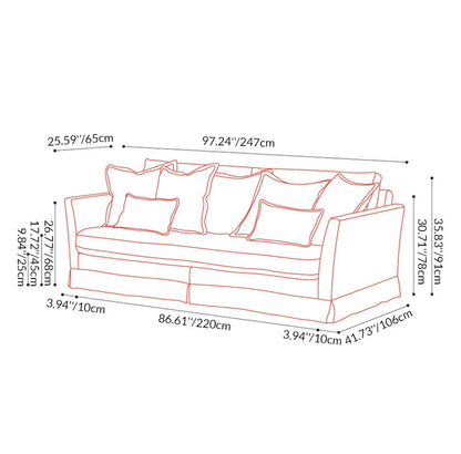 Removable Cover Sofa with Birch Frame – Elegant French 3/4-Seater Accent Chair for Living Room