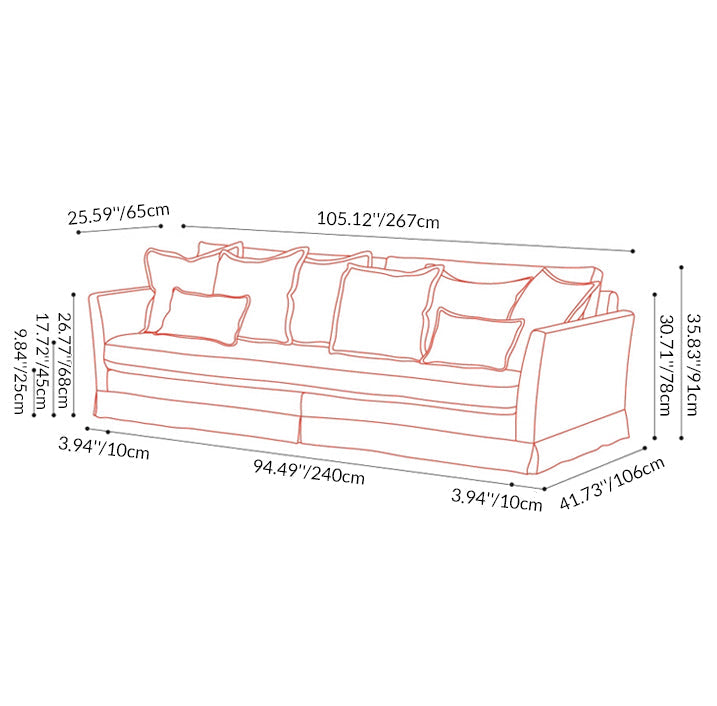 Removable Cover Sofa with Birch Frame – Elegant French 3/4-Seater Accent Chair for Living Room