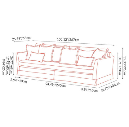 Removable Cover Sofa with Birch Frame – Elegant French 3/4-Seater Accent Chair for Living Room