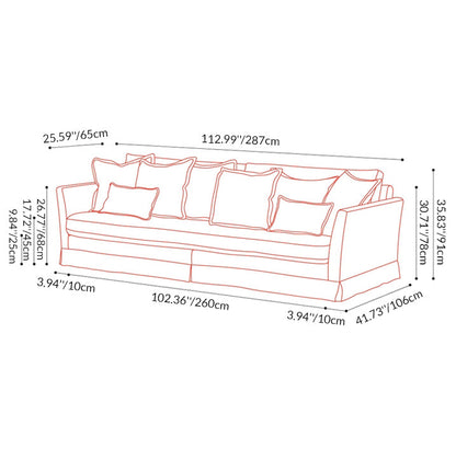Removable Cover Sofa with Birch Frame – Elegant French 3/4-Seater Accent Chair for Living Room