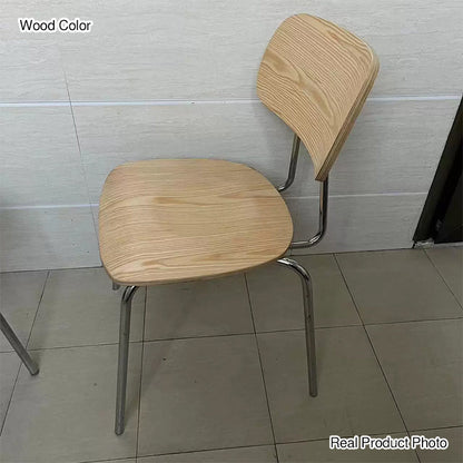 Modern Mid-century Plywood Carbon Steel Rounded Square Curved Stackable Dining Chair For Dining Room