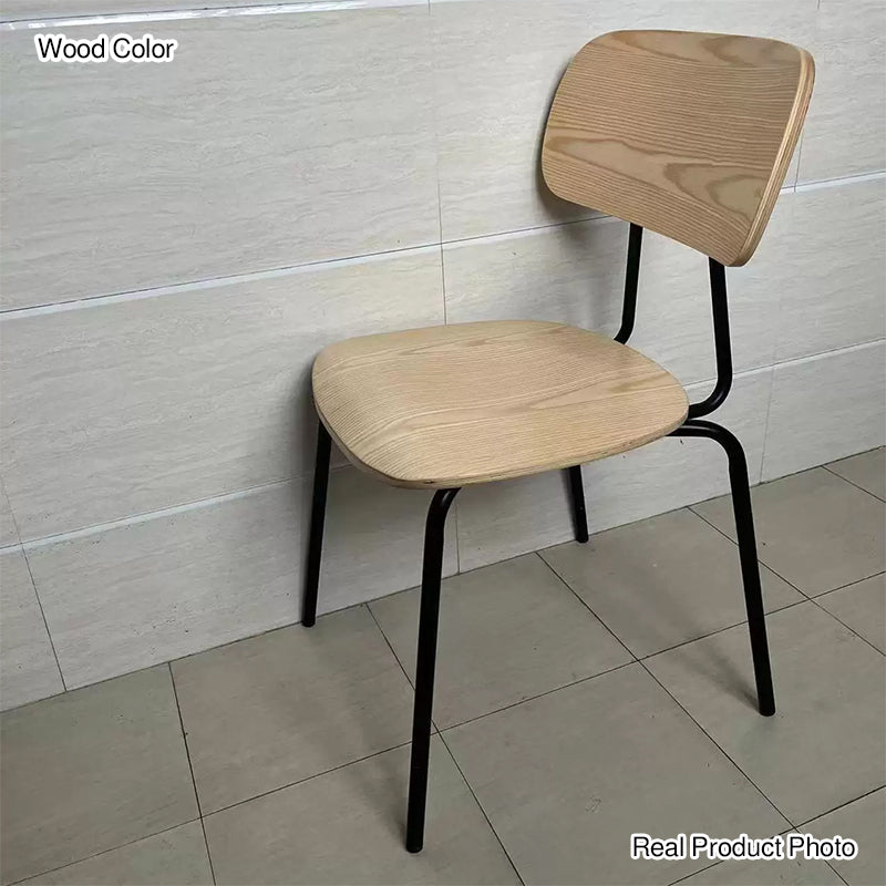 Modern Mid-century Plywood Carbon Steel Rounded Square Curved Stackable Dining Chair For Dining Room