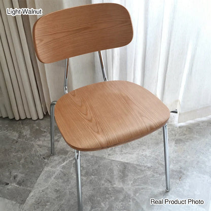 Modern Mid-century Plywood Carbon Steel Rounded Square Curved Stackable Dining Chair For Dining Room
