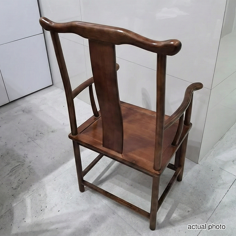 Traditional Chinese Rubberwood Plywood Official's Hat Dining Chair Armrest For Dining Room