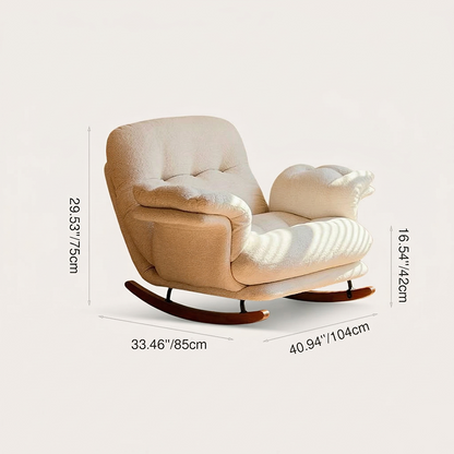 Mid-century Linen Accent Rocking Chair - Adjustable Cozy Reclining Lounge Chair For Living Room