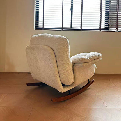 Mid-century Linen Accent Rocking Chair - Adjustable Cozy Reclining Lounge Chair For Living Room