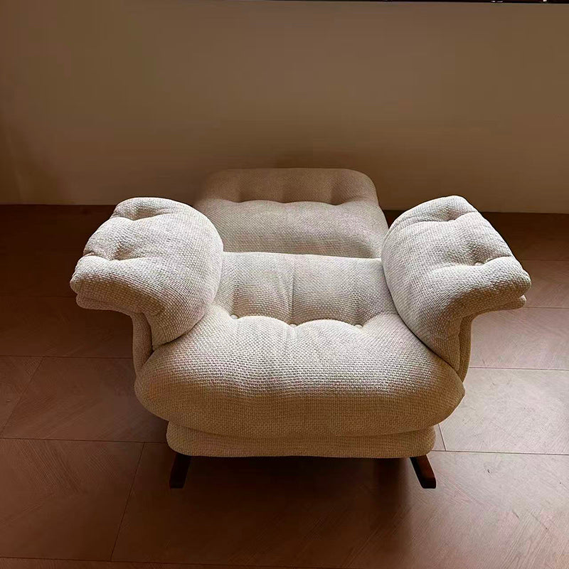 Mid-century Linen Accent Rocking Chair - Adjustable Cozy Reclining Lounge Chair For Living Room