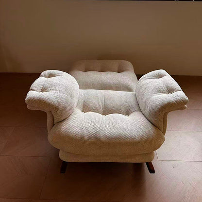 Mid-century Linen Accent Rocking Chair - Adjustable Cozy Reclining Lounge Chair For Living Room