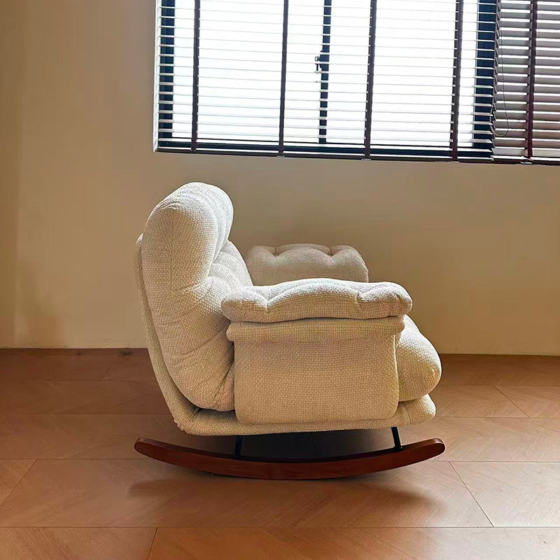 Mid-century Linen Accent Rocking Chair - Adjustable Cozy Reclining Lounge Chair For Living Room