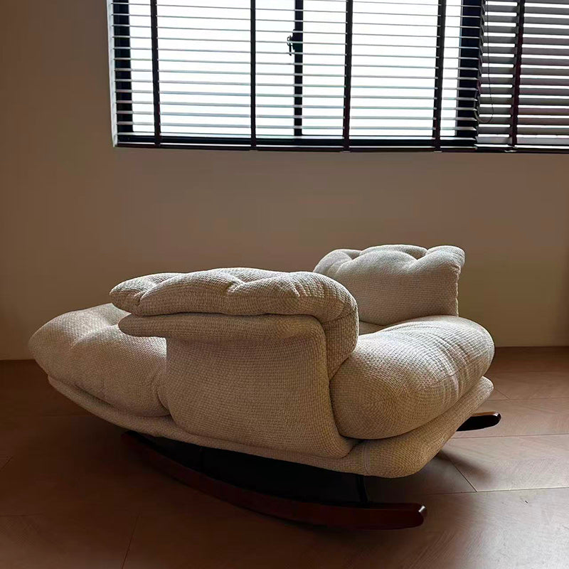 Mid-century Linen Accent Rocking Chair - Adjustable Cozy Reclining Lounge Chair For Living Room