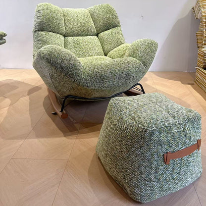 Nordic Plush Rocking Chair With Footrest - Petal Cozy Accent Chair For Living Room