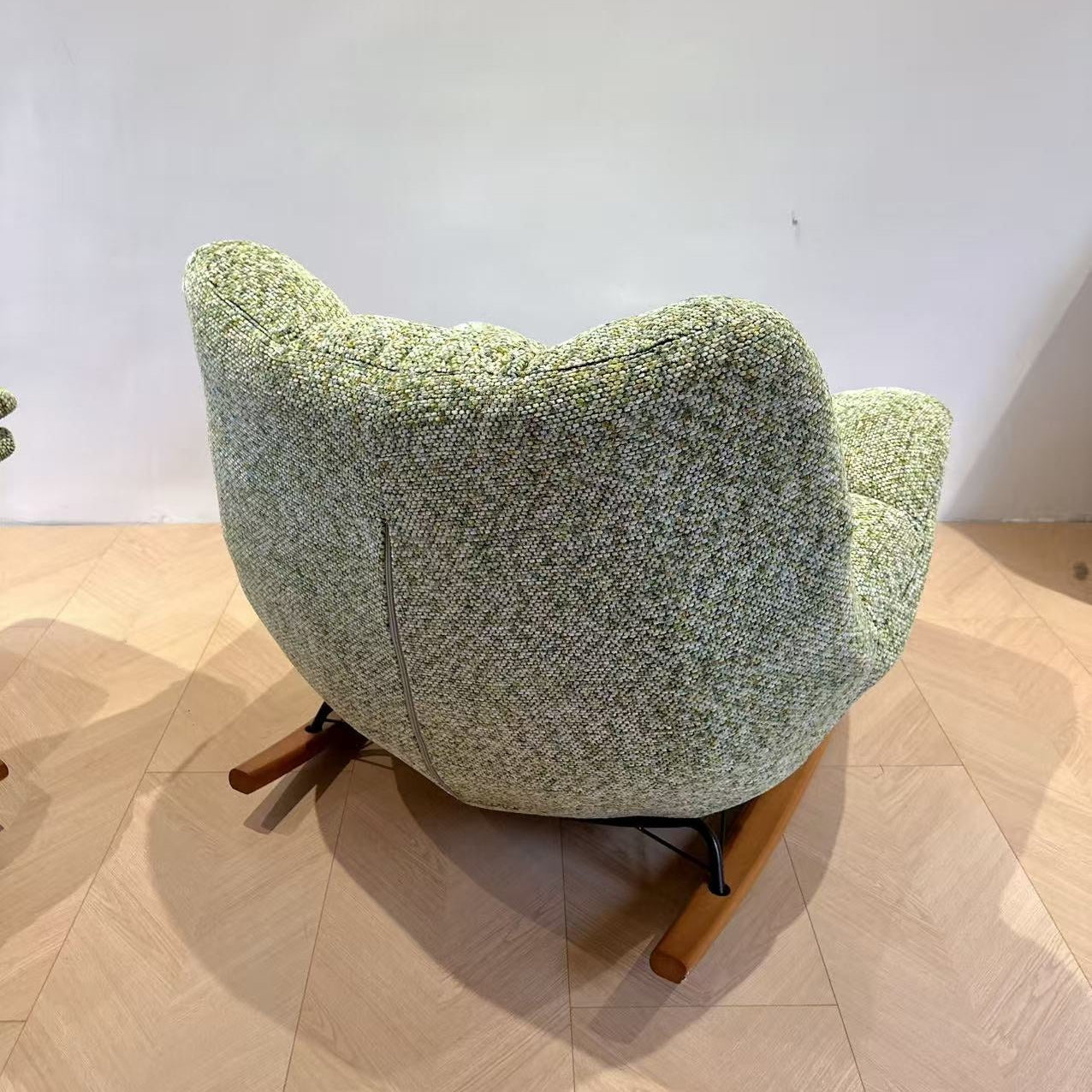 Nordic Plush Rocking Chair With Footrest - Petal Cozy Accent Chair For Living Room