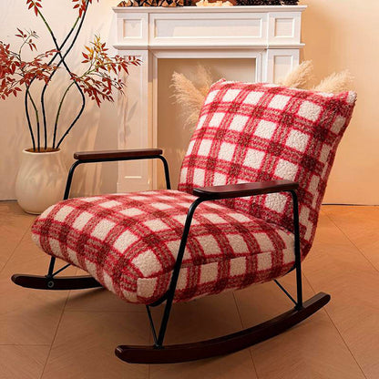 Mid-Century Adjustable Chenille & Sherpa Fabric Rocking Chair - Single Lounge Chair For Living Room