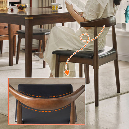 Contemporary Nordic Ash Wood PU Leather Horn Dining Chair Backrest For Dining Room