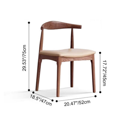 Contemporary Nordic Ash Wood PU Leather Horn Dining Chair Backrest For Dining Room