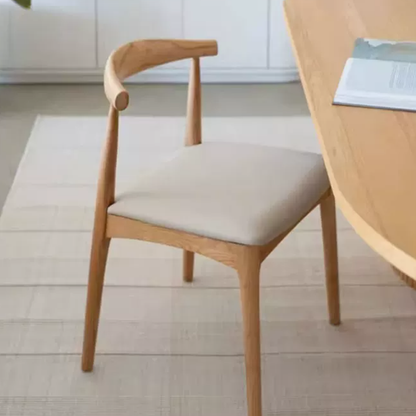 Contemporary Nordic Ash Wood PU Leather Horn Dining Chair Backrest For Dining Room