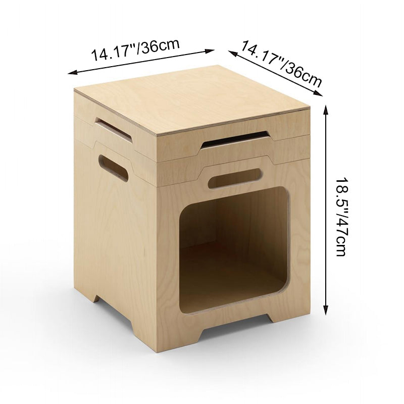 Japanese Modular Birch Plywood End Table - Stackable Storage Boxer Suit For Home Office