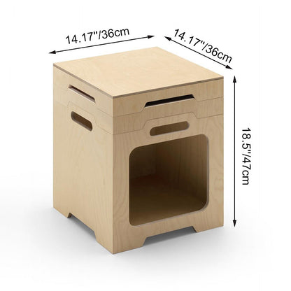 Japanese Modular Birch Plywood End Table - Stackable Storage Boxer Suit For Home Office