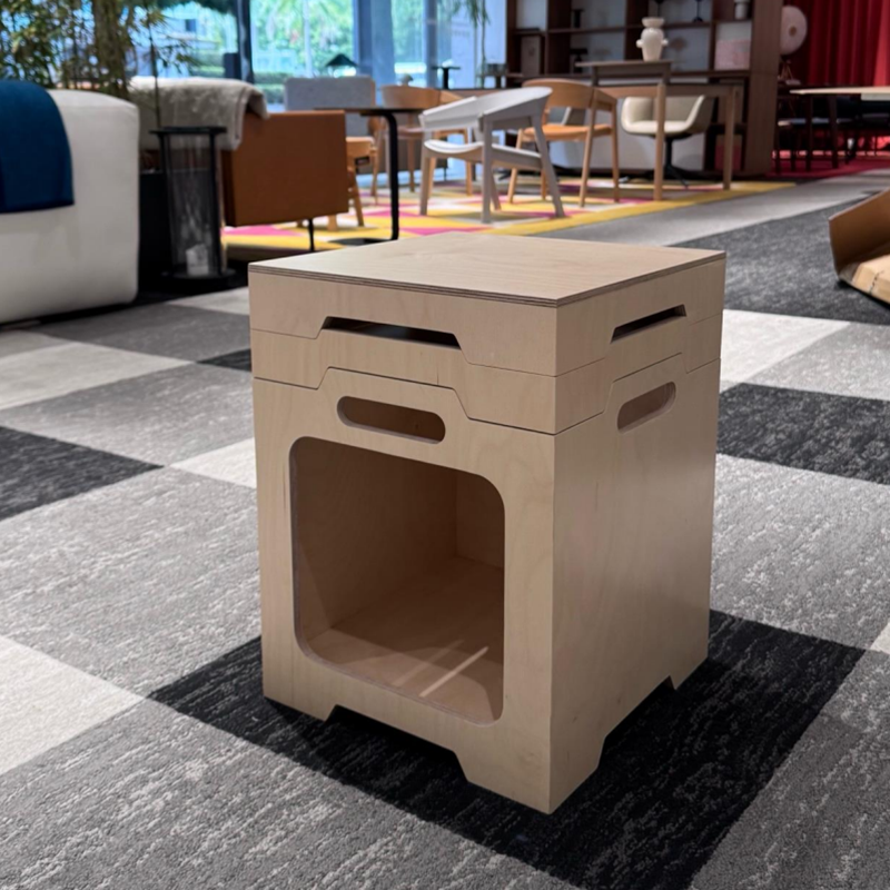 Japanese Modular Birch Plywood End Table - Stackable Storage Boxer Suit For Home Office