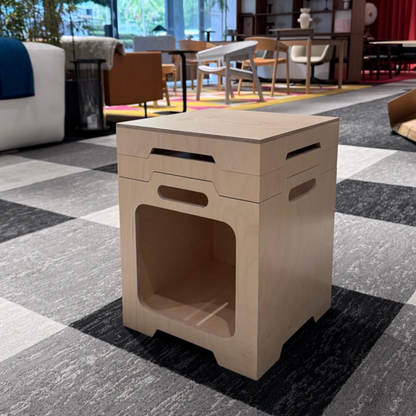 Japanese Modular Birch Plywood End Table - Stackable Storage Boxer Suit For Home Office