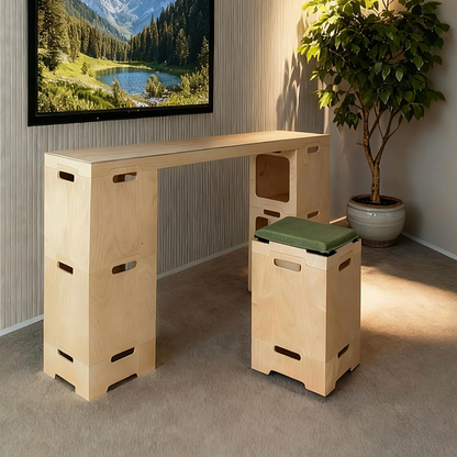 Japanese Modular Birch Plywood End Table - Stackable Storage Boxer Suit For Home Office