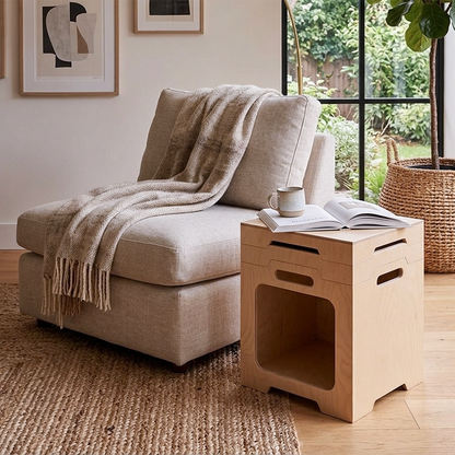 Japanese Modular Birch Plywood End Table - Stackable Storage Boxer Suit For Home Office