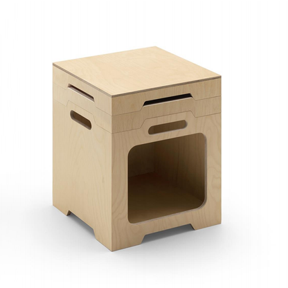 Japanese Modular Birch Plywood End Table - Stackable Storage Boxer Suit For Home Office