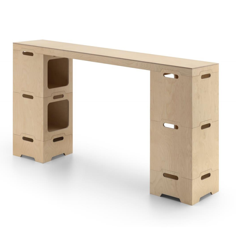 Japanese Modular Birch Plywood End Table - Stackable Storage Boxer Suit For Home Office