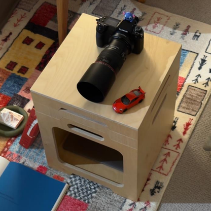 Japanese Modular Birch Plywood End Table - Stackable Storage Boxer Suit For Home Office