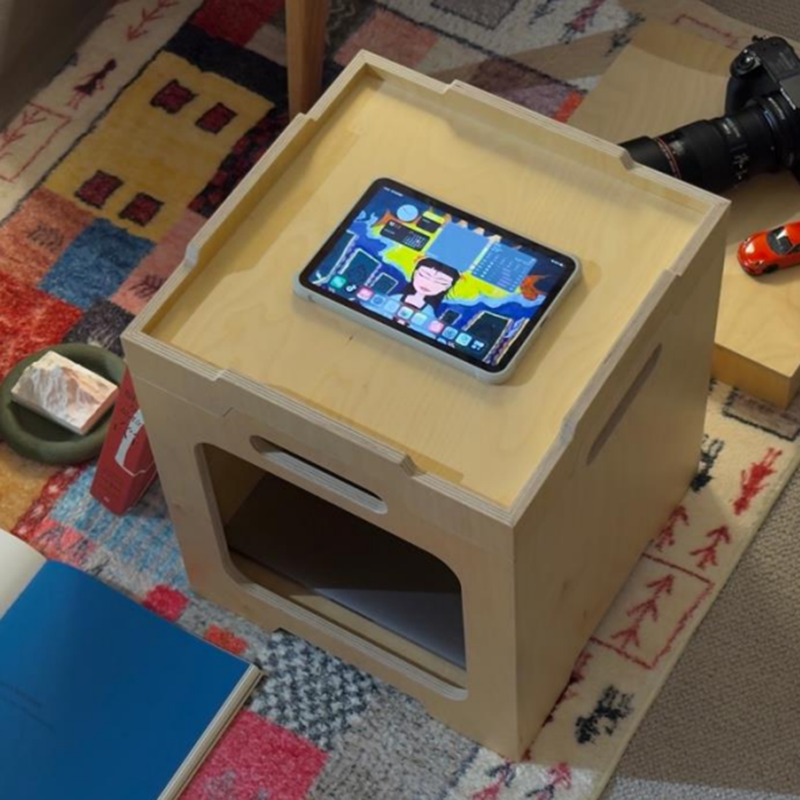 Japanese Modular Birch Plywood End Table - Stackable Storage Boxer Suit For Home Office