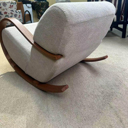 Contemporary Scandinavian Curved Rectangular Velvet Carbon Steel Rocking Accent Chair Backrest Armrest For Living Room