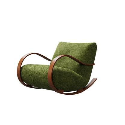 Contemporary Scandinavian Curved Rectangular Velvet Carbon Steel Rocking Accent Chair Backrest Armrest For Living Room