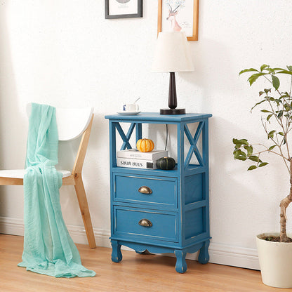 Traditional Vintage Rectangular Solid Wood Side Table 1/2/3/4 Drawer For Living Room