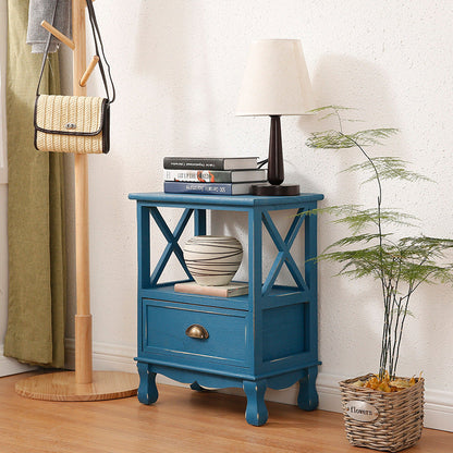 Traditional Vintage Rectangular Solid Wood Side Table 1/2/3/4 Drawer For Living Room