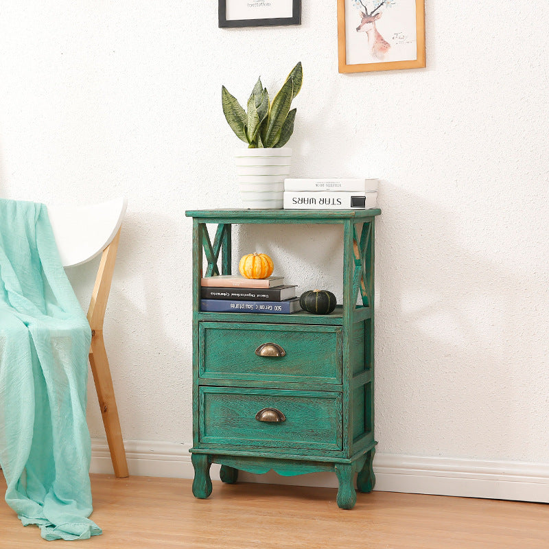 Traditional Vintage Rectangular Solid Wood Side Table 1/2/3/4 Drawer For Living Room