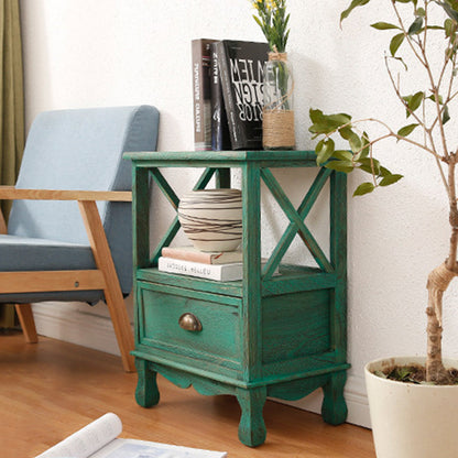 Traditional Vintage Rectangular Solid Wood Side Table 1/2/3/4 Drawer For Living Room