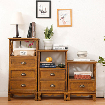 Traditional Vintage Rectangular Solid Wood Side Table 1/2/3/4 Drawer For Living Room