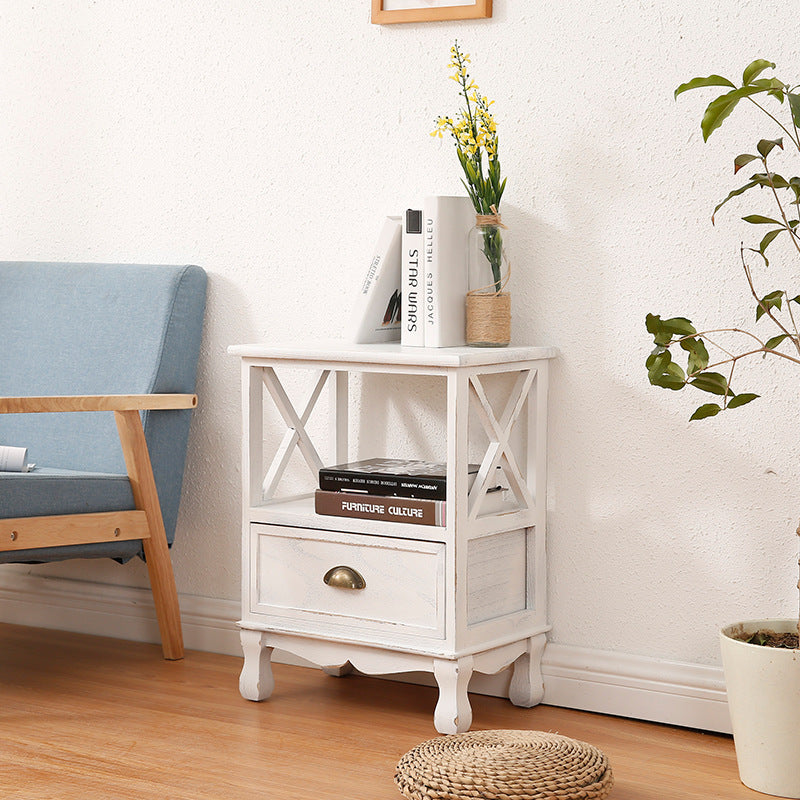 Traditional Vintage Rectangular Solid Wood Side Table 1/2/3/4 Drawer For Living Room
