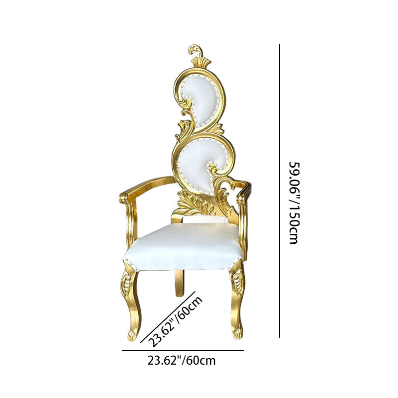 Traditional French Rectangular Petal-Shaped PU Leather Solid Wood Accent Chair Backrest Armrest For Living Room
