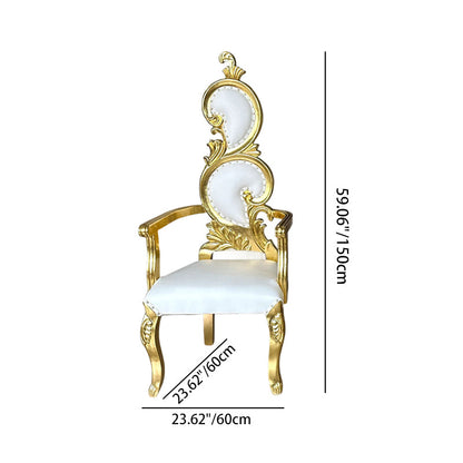 Traditional French Rectangular Petal-Shaped PU Leather Solid Wood Accent Chair Backrest Armrest For Living Room
