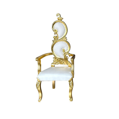 Traditional French Rectangular Petal-Shaped PU Leather Solid Wood Accent Chair Backrest Armrest For Living Room