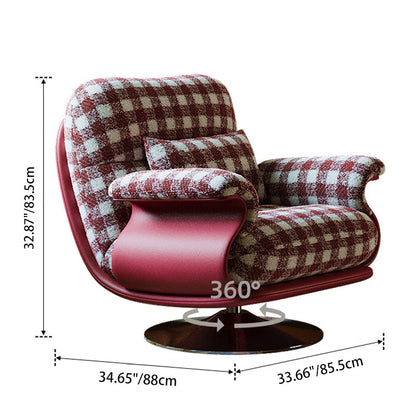 Traditional French Round Rectangular Cotton-Linen Blend Stainless Steel Accent Chair Backrest Armrest For Living Room