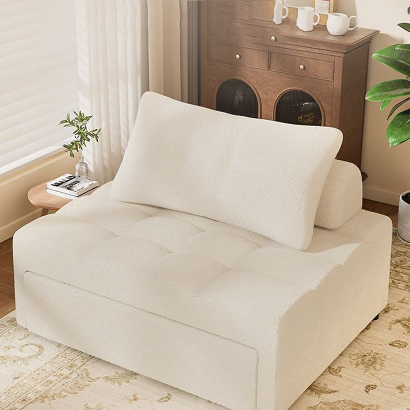 Modern Minimalist Rectangular Sherpa Fabric Solid Wood Carbon Steel Accent Chair Backrest Armless For Living Room