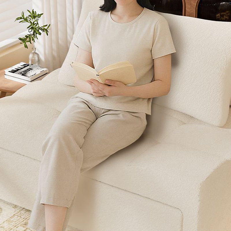Modern Minimalist Rectangular Sherpa Fabric Solid Wood Carbon Steel Accent Chair Backrest Armless For Living Room