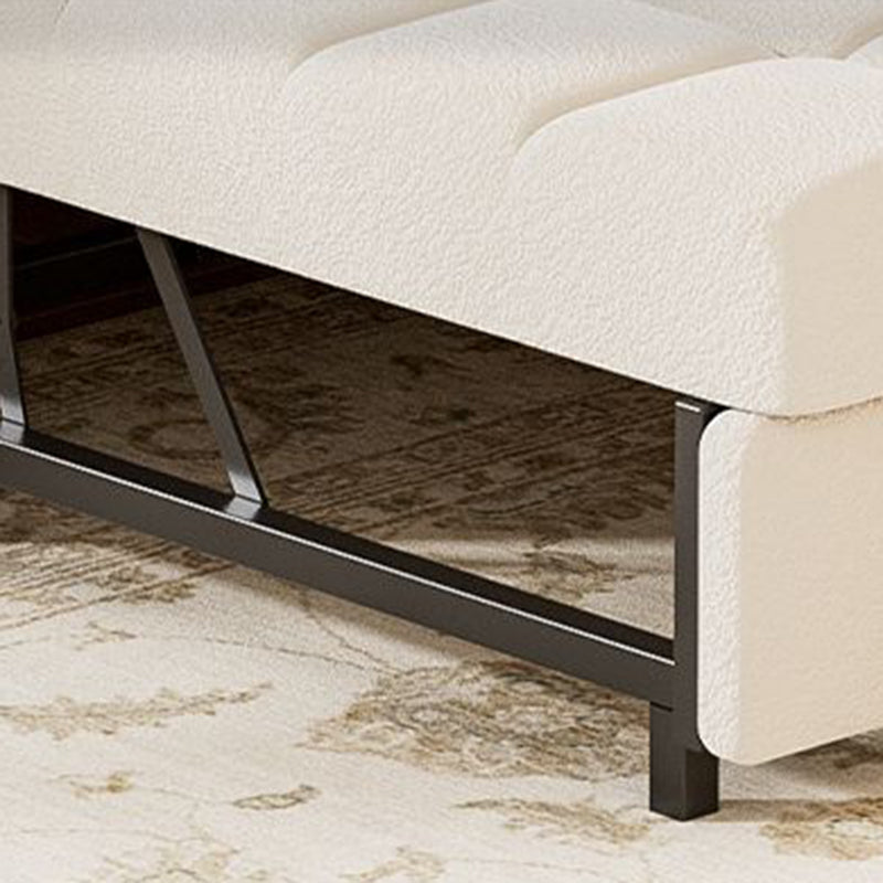 Modern Minimalist Rectangular Sherpa Fabric Solid Wood Carbon Steel Accent Chair Backrest Armless For Living Room