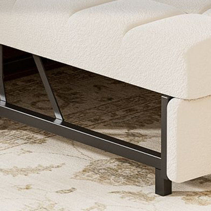 Modern Minimalist Rectangular Sherpa Fabric Solid Wood Carbon Steel Accent Chair Backrest Armless For Living Room