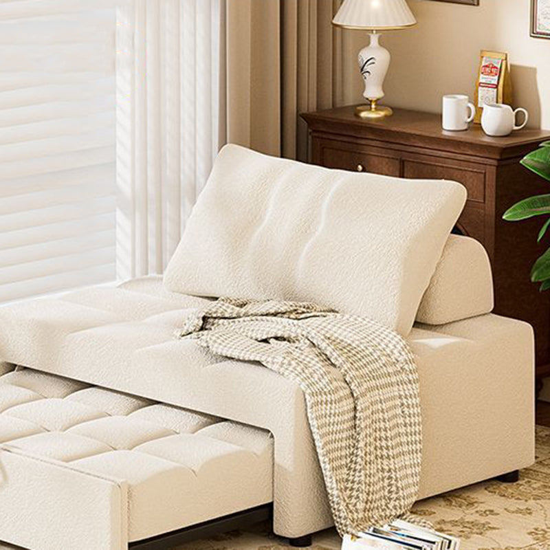 Modern Minimalist Rectangular Sherpa Fabric Solid Wood Carbon Steel Accent Chair Backrest Armless For Living Room