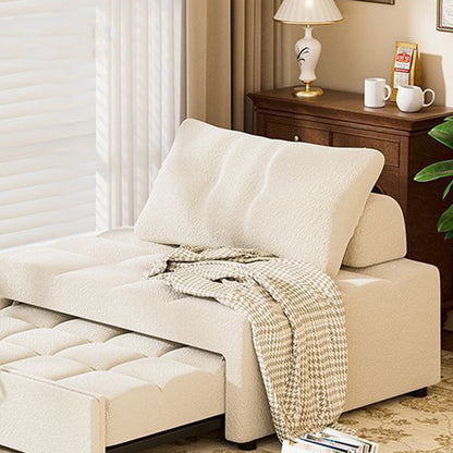 Modern Minimalist Rectangular Sherpa Fabric Solid Wood Carbon Steel Accent Chair Backrest Armless For Living Room