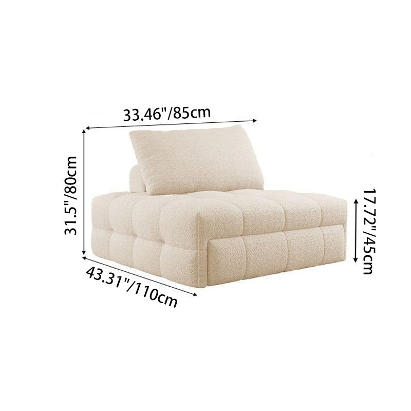 Modern Minimalist Rectangular Sherpa Fabric Solid Wood Carbon Steel Accent Chair Backrest Armless For Living Room